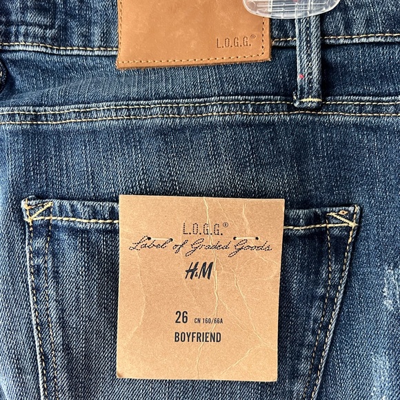 HM L.O.G.G Boyfriend Blue Distress Jeans Size 26. - Picture 8 of 9